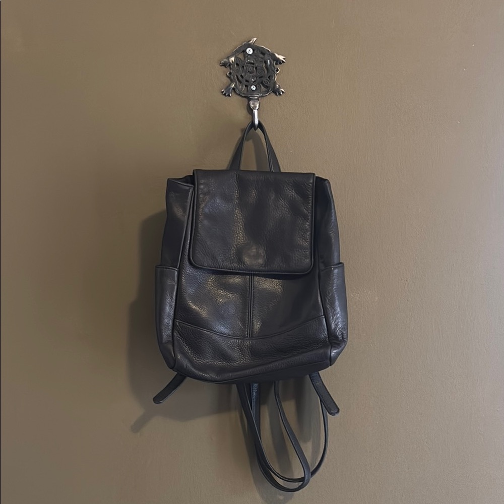 Giani Bernini Black Leather Bag with Gold Accent